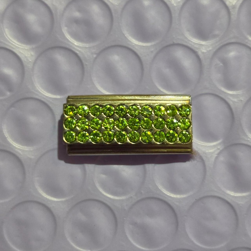 Green Rhinestone Long Italian Charm Link